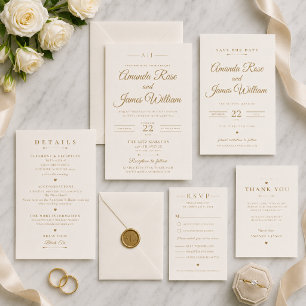 Gold Minimal Look Save the Date Card