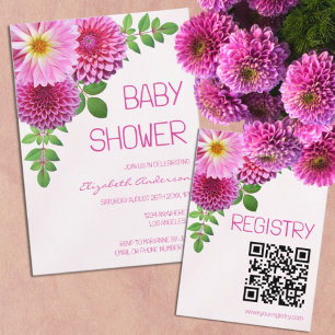 Pink Purple Dahlia Girl Baby Shower Registry Enclosure Card