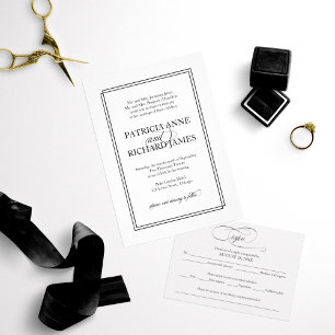 Black Script Simple Elegant Formal Wedding Invitation