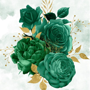 Emerald Green Peony Gold Couples Shower Invites