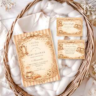 Vintage Café Baby Shower Invitation