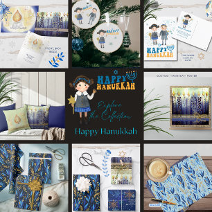 Elegant Floral Pattern Happy Hanukkah Apron