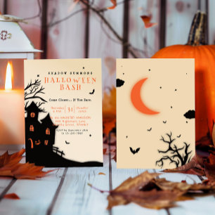 Spooky Haunted Mansion Black Design Halloween  Invitation