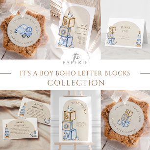 It's A Boy Blue Boho Car Toy Diaper Raffle Enclosure Card