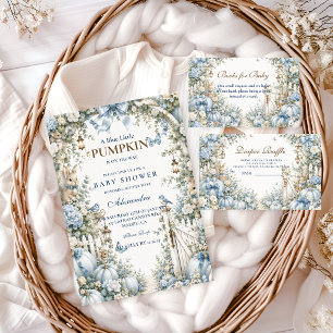 Whimsical Storybook Blue Little Pumpkin Invitation