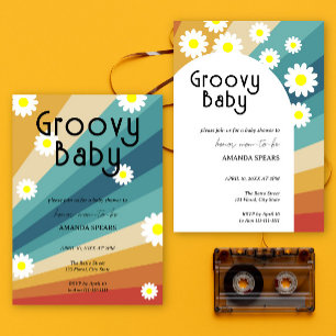 Groovy Baby Retro Daisy Baby Shower Invitation