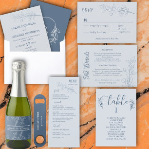 Floral Boho Dusty Blue "In Lieu of Gifts" Cards