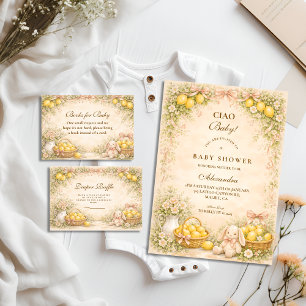 Italian Lemon Bunny Garden Baby Shower Invitation