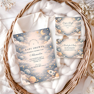 Neutral Space Stars Baby Shower Enclosure Card