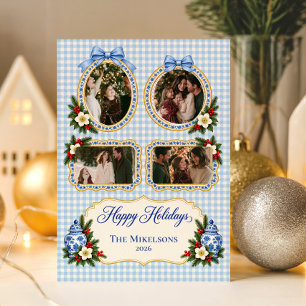 4 Photos Chinoiserie Coquette Christmas Holiday Card