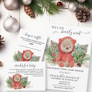 We Can Bearly Wait Baby Shower Christmas Boho Bear Invitation
