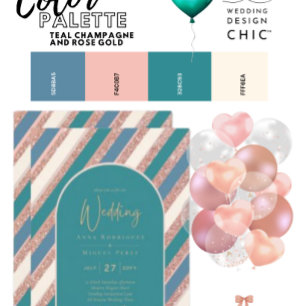Colour Palette Teal Champagne Rose Gold Wedding 