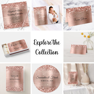 Glittery Rose Gold Ombre Foil Elegant Wedding Invitation