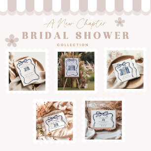 A New Chapter Blue Bow Bridal Shower Thank You Card