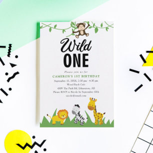 Safari Wild One 1st Birthday Cute Jungle Custom