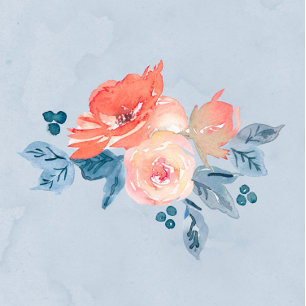 Coral Dusty Blue Geometric Couples Shower Invites