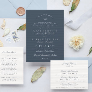 Classic Elegant Calligraphy Formal Navy Blue Invitation