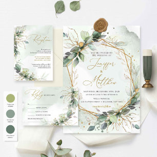 Boho greenery eucalyptus foliage gold wedding guest book