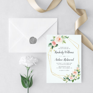Elegant script blush pink wedding invitation