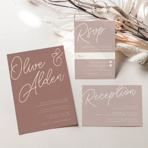 Rose Taupe   Script Watermark Meal Choice RSVP Card