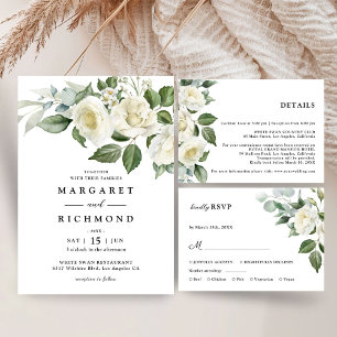 White Roses Elegant Floral Wedding Address