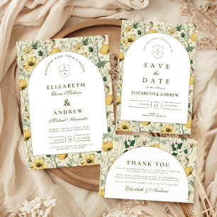 Elegant Wildflower Arch Minimal Wedding Thank You Card