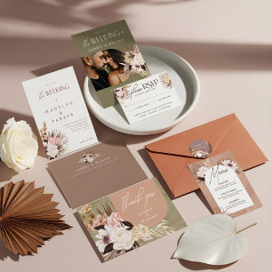 Modern Bohemian Watercolor Boho Floral Wedding Wrapping Paper