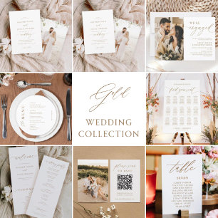 Gold Rustic Elegant Calligraphy Square Wedding Invitation