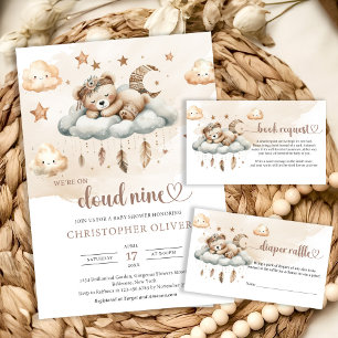 Terracotta ivory cloud nine baby bear book request enclosure card