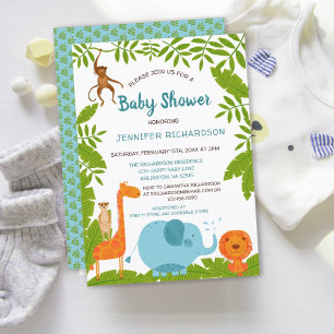 Cute Jungle Safari Baby Shower Invitation