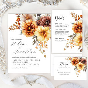 Elegant Burnt Orange Rust Terracotta Fall Wedding Save The Date