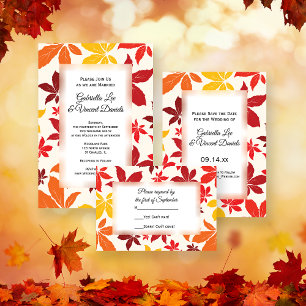 Bright Fall Leaves Wedding Invitation