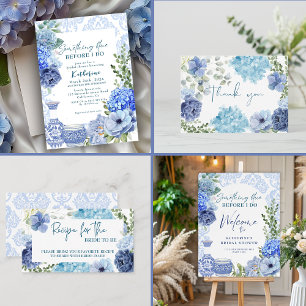 Something blue before i do hydrangea bridal shower invitation