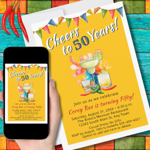 Cheers to 50 Years Aged to Perfection - Fiesta  Square Sticker