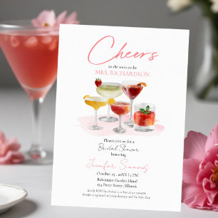 Sip Sip Hooray Watercolor Cocktails Bridal Shower  Invitation