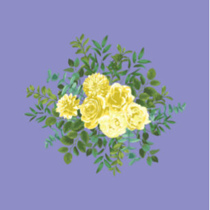 Yellow Rose & Purple Periwinkle Wedding Invitation