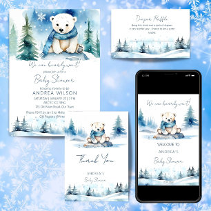 Polar bear winter baby shower budget invitation