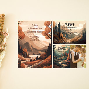 Photo Rustic Mountain Forest Evergreen Wedding Save The Date