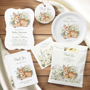 Baby shower invitations with an adorable  fawn.