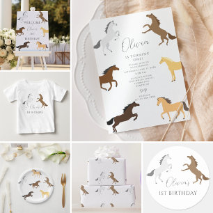 Cowgirl Horse Equestrian 1st Birthday Invitation