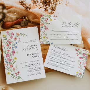 Colourful Boho Wildflower Fairytale Elegant Weddin Save The Date