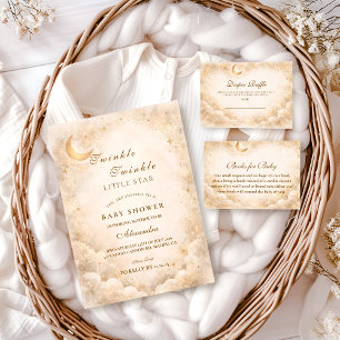 Celestial Ivory Gold Baby Shower Invitation