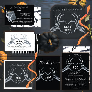 Halloween Diaper Raffle Skeleton heart baby shower Invitation