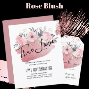 Pretty Girly Rosegold Floral Glam Wedding