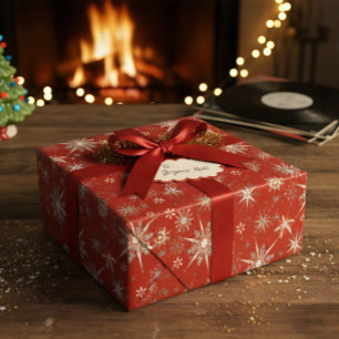 Mid-Century Modern Snowflake Wishes Tri-Fold Holiday Card