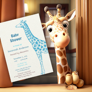 Giraffe Baby Girl Shower Invitations
