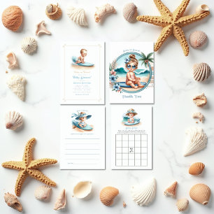 Baby on Board Tropical Beach-Themed Baby Shower Thank You Card