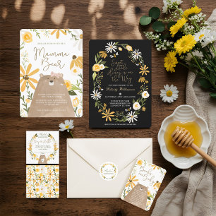 Momma Bear & Sweet Honey Bee  & Floral Baby Shower Paper Plate