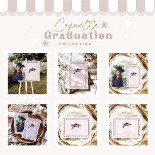 Elegant Pink Coquette  Bow Graduation Invitation