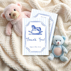 Oh baby blue rocking horse sketch baby shower napkin